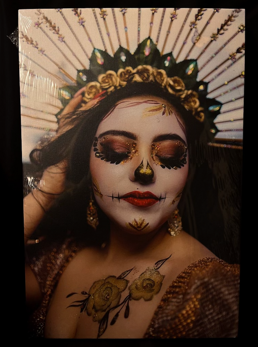 La Muerte Preciosa "Golden Girl" Canvas Print - Close Up